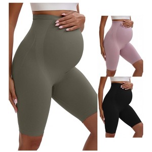 INSPIRE CHIC 3 Packs Women's Maternity High Waist Soft Belly Support Butt Lifters Thigh Slimmers - 1 of 4