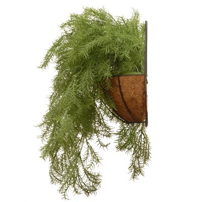Gloss Black Steel Wire Basket with Lifelike Pine Arrangement