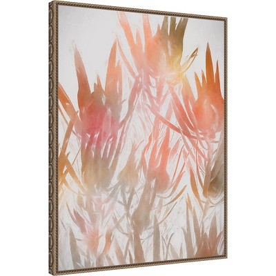 Beaded Gold Framed Abstract Botanic Canvas Wall Art 23 x 30