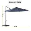 10FT Cantilever Patio Umbrella with Base - 360° Rotating Outdoor Market Sun Shade for Pool & Deck - 2 of 4