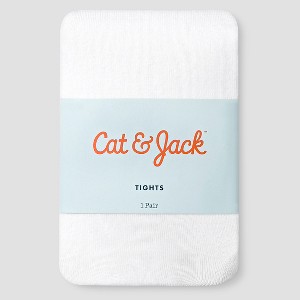 Baby Girls' Solid Opaque Tights Cat & Jack™ - White - 1 of 2