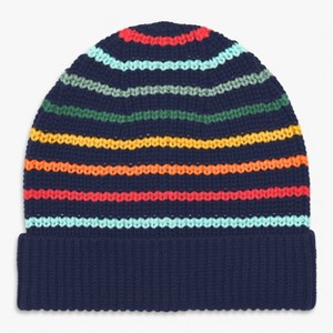 Primary Kids Rainbow Stripe Beanie In Navy Rainbow Stripe - 1 of 1