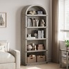 Bookcase 5 Shelf Arched Bookshelf 71.65in Tall Bookcase Farmhouse Display Storage Rack Wooden Bookshelves for Home Office, Living Room - 2 of 4
