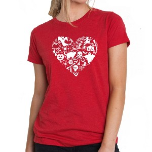 LA Pop Art Halloween Heart - Women's Premium Blend Word Art T-Shirt - 1 of 4