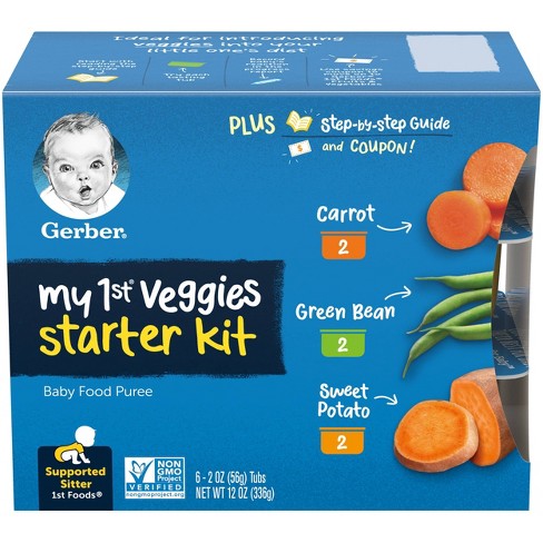 Gerber My 1st Veggies Starter Kit Carrot Green Bean Sweet Potato Baby Meals  Tubs - 6ct/12oz : Target