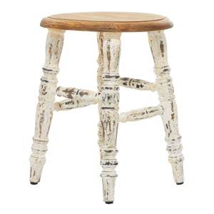 Farmhouse Wood Stool White - Olivia & May: Unupholstered Accent Bench, No Assembly Required - 1 of 4