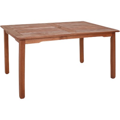 Sunnydaze Outdoor Meranti Wood with Teak Oil Finish Rustic Family Patio Rectangular Dining Table - 5' - Brown