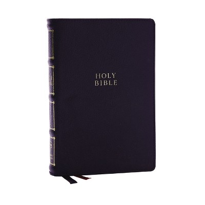 Nkjv, Compact Center-Column Reference Bible, Black Genuine Leather, Red Letter, Comfort Print - by  Thomas Nelson (Leather Bound)