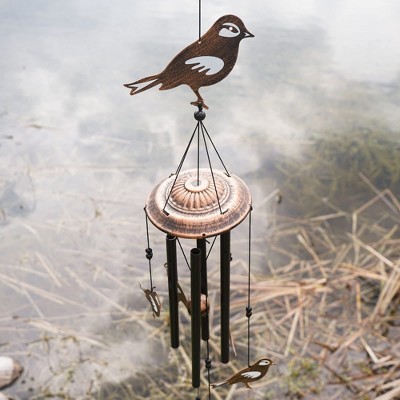 32" Rustic Brown Iron Songbird Wind Chimes