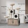 Multi-Level Wooden Cat Tree Tower with Hidden Litter Box Enclosure & Condo, Sisal Scratching Posts, Soft Perch & Toys, Modern Cat Furniture - 3 of 4