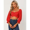 Allegra K Women's Summer Sweetheart Neckline Back Tie Knot Crop Top - 2 of 4