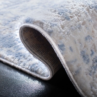 Elegant Grey/Blue Abstract Synthetic 26''x10'' Runner Rug
