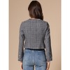 INSPIRE CHIC Women's Elegant Contrast Piping Round Neck Button Front Long Sleeve Tweed Blazer - 3 of 4