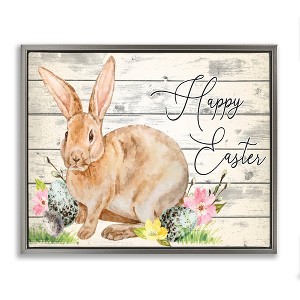 Stupell Industries Spring Floral Happy Easter Bunny, 31" x 25" - 1 of 4