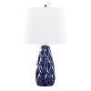 LumiSource (Set of 2) Hex 20" Contemporary Table Lamps Estate Blue Ceramic, Polished Nickel and White Linen Shade - 2 of 4