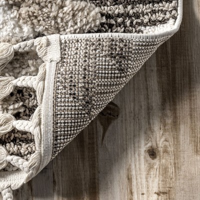 Beige Braided Spot Shag Synthetic 4' x 6' Area Rug