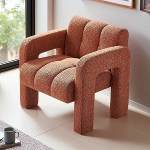 31" Boucle Upholstered Accent Chair with Wood Frame and Foam Seat - 1 of 4