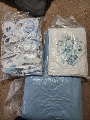 Full/queen Elian Comforter And Coverlet Set Blue : Target