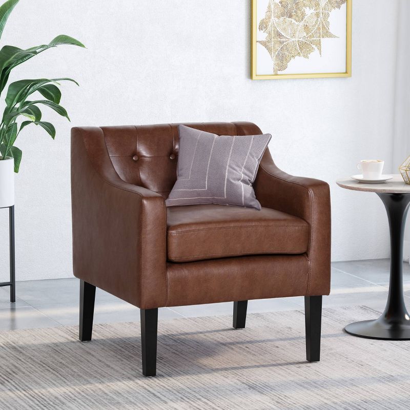 Deanna Contemporary Faux Leather Tufted Accent Chair - Christopher Knight Home, 3 of 11
