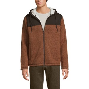 Lands' End Men's Sweater Fleece Mixed Media Full Zip Jacket - 1 of 4