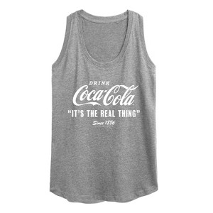 Women's Coca-Cola It's The Real Thing Graphic Racerback Tank - Heather Grey - Small - 1 of 4