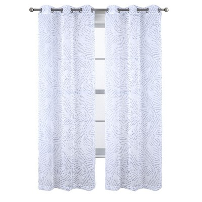 RT Designers Collection Faye Grommet Metallic Sheer Printed Doily Curtain Panel Blue
