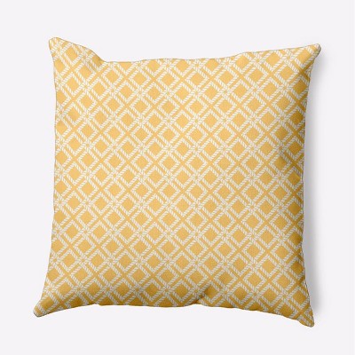 e by design Geometric Rope Rigging Decorative Throw Pillow Yellow: Indoor Nautical Theme, Twill Polyester, 16x16 Inch