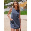 EXLURA Womens Sleeveless Denim Dress Casual Summer Crewneck A Line Overall Mini Dress with Pockets - 3 of 4