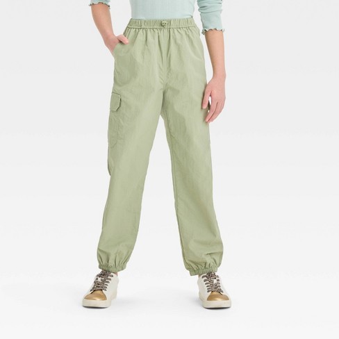 Green Elastic Waist Cargo Jogger Pants Online Shopping