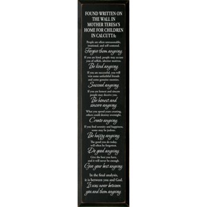 Slickblue Rustic Wooden Wall Sign – Mother Teresa Do It Anyway Quote – Motivational Home Decor 9x36, Color Options - 1 of 3