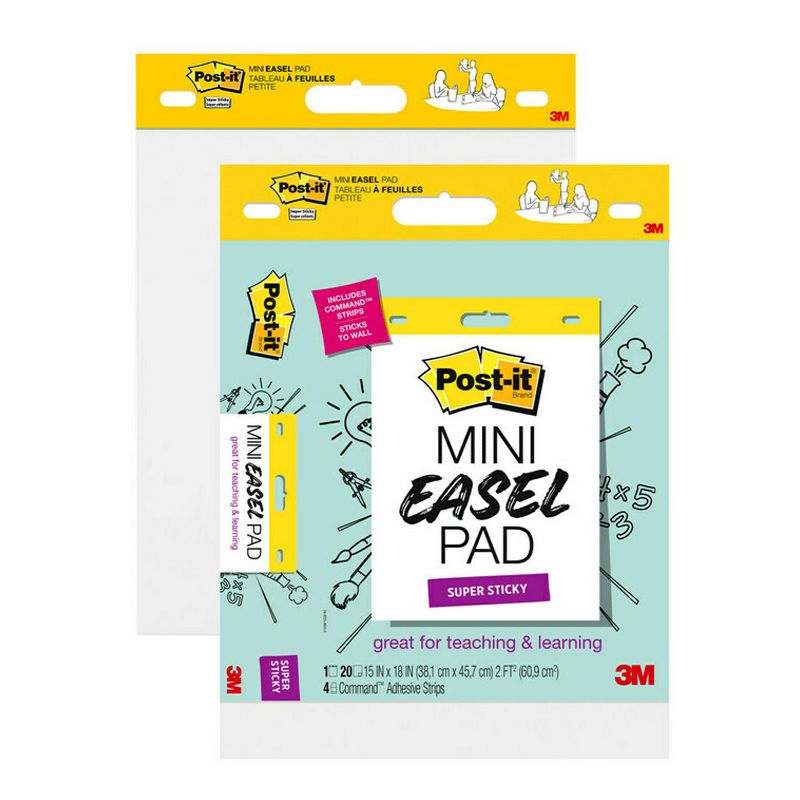 Post-it® Super Sticky Mini Easel Pad, 15 x 18 Inches, 20 Sheets/Pad, Pack of 2, 1 of 4