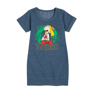- Hey Arnold! - Ho Ho Ho Stinkos Graphic Short Sleeve Fleece Dress - 1 of 4
