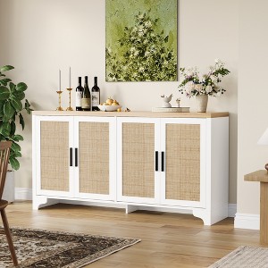 COZONY Four-Door Storage Cabinet, Natural Rattan Sideboard with Woven Front for Living Room Dining Room Entryway - 1 of 4