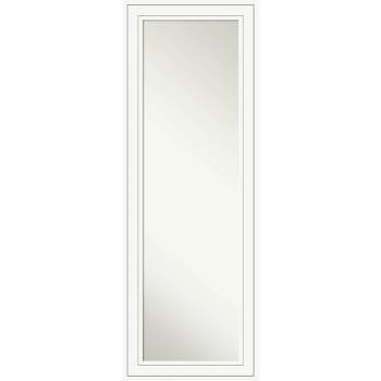 19" x 53" Non-Beveled Craftsman White Wood on The Door Mirror - Amanti Art