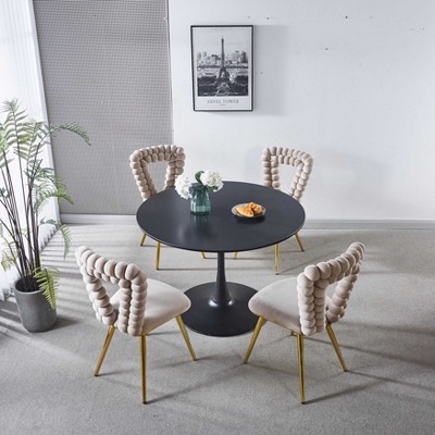 LOVMOR Modern chair with iron tube legs, soft cushions and comfortable backrest, suitable for dining room, living room, cafe,hairball back