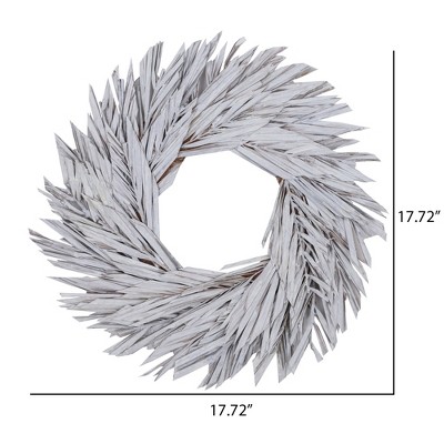 White Washed Khejur Leaf 17" Coco Fiber Wreath