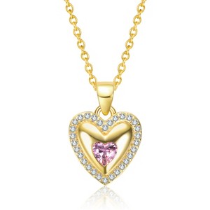 Guili Sterling Silver Necklace with 14K Gold Plating and Pink Cubic Zirconia Heart Pendant Offers a Romantic Touch with Soft, Elegant Sparkle - 1 of 2