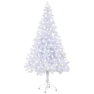 Aghana Digitals Pre-Lit 47.2in White PVC Artificial Christmas Tree with Warm White LEDs, Cone - 1 of 4