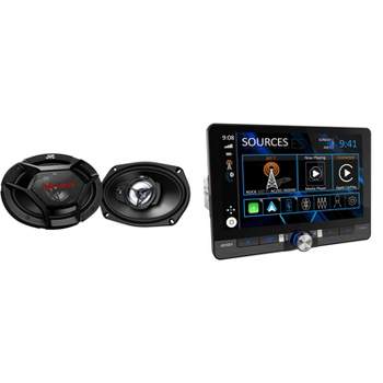 Jensen CAR813 8" Touch Screen Digital Multimedia Receiver Wireless or Wired Apple CarPlay and Android Auto Compatible with 1 Pair JVC CS-DR6931 500...