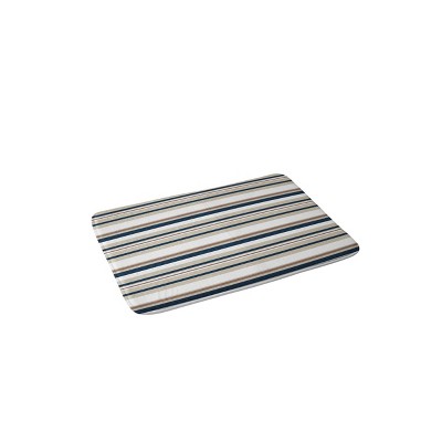 Little Arrow Design Co. Multi Striped Memory Foam Bath Mat Blue/Brown - Deny Designs