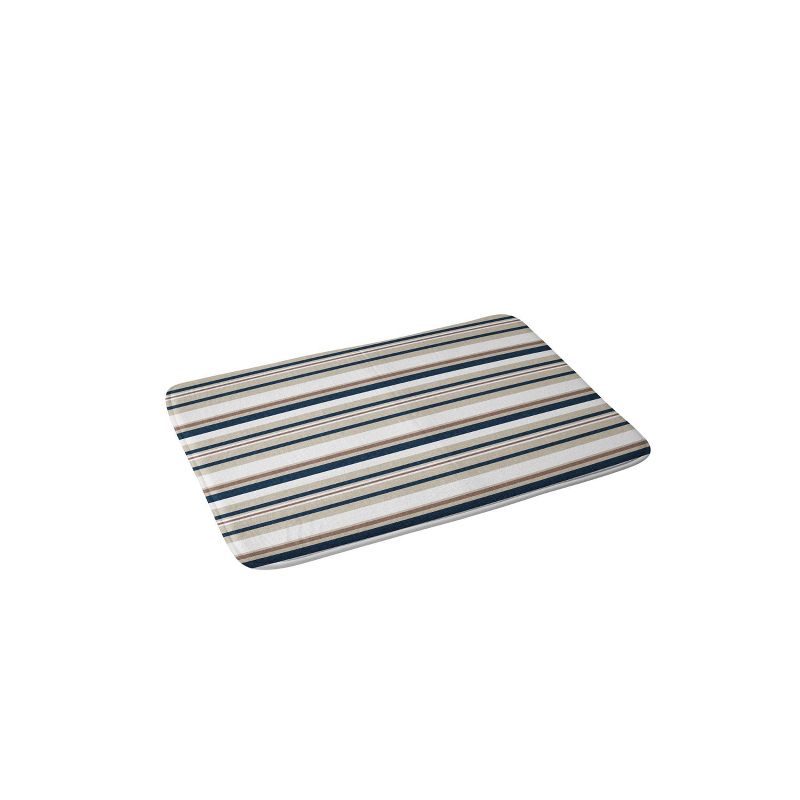 Little Arrow Design Co. Multi Striped Memory Foam Bath Mat Blue/Brown - Deny Designs, 1 of 4