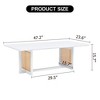 CENGHU Chinese Style Log Wind Imitation Rattan Coffee Table, Solid Wood Glass Desktop Tea Table Rattan Woven, Side Table for Living Room, White - 4 of 4