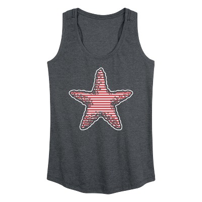 Women's - Instant Message - Nautical Striped Starfish Graphic Racerback Tank