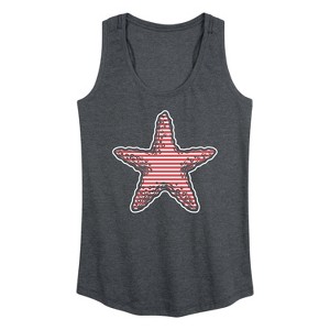 Women's - Instant Message - Nautical Striped Starfish Graphic Racerback Tank - 1 of 4