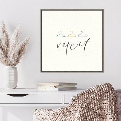 Wash Dry Fold Repeat Typography Canvas Wall Art 22 x 22-in