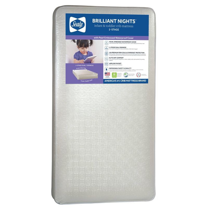 Sealy Brilliant Nights 2-Stage Dual Firmness Crib and Toddler Mattress, 1 of 7