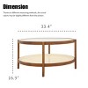 33.4” Modern Farmhouse 2-Tier Coffee Table with Glass Top,Rattan Storage Shelf and Solid Wood Legs for Living Room-Baofuwish - 4 of 4
