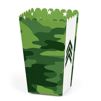 Big Dot of Happiness Camo Hero - Army Military Camouflage Party Favor Popcorn Treat Boxes - Set of 12