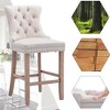 QingMoon Velvet Upholstered Barstools, Button Tufted Counter Chairs Set of 2 with Nailhead Trim and Wooden Legs for Kitchen, Cafe, Pub - 3 of 4