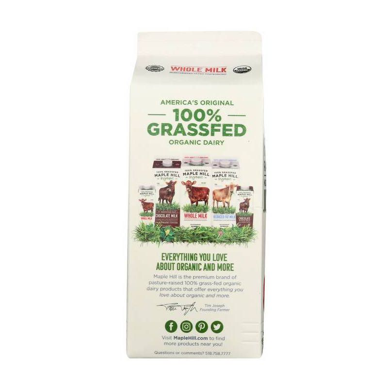Maple Hill 100% Grassfed Organic Whole Milk - 0.5gal, 5 of 6